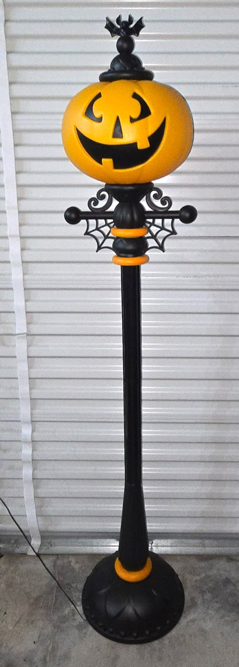 Halloween 71" Lit Pumpkin Street Lamp Jack O Lantern Light Decor